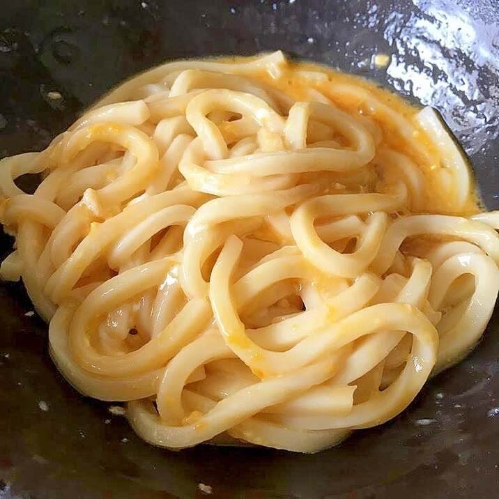 レンチンで作る！柚子胡椒バターカルボナーラうどん